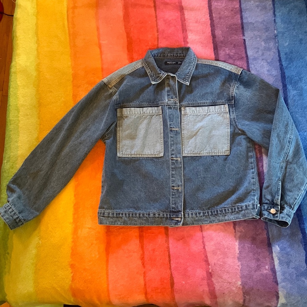 Boxy Color Block Denim Jacket